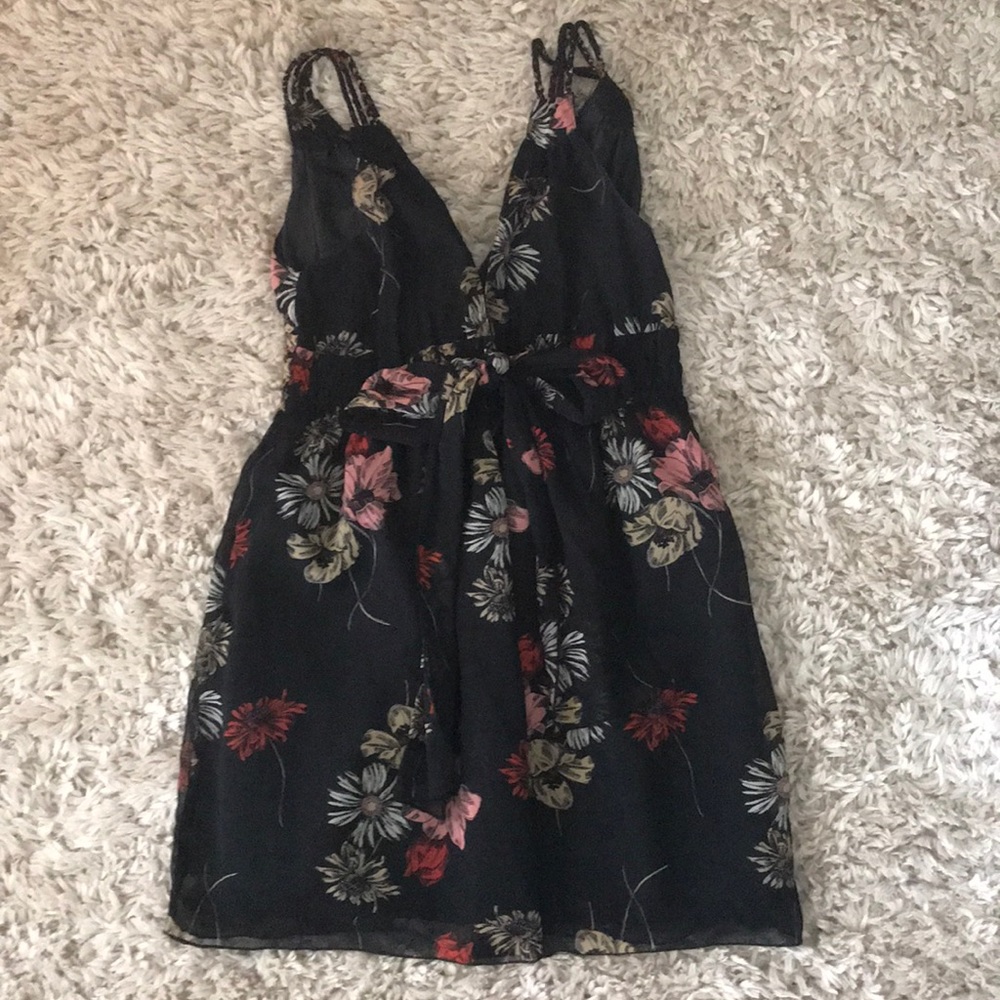 Floral Flowy Black mini dress